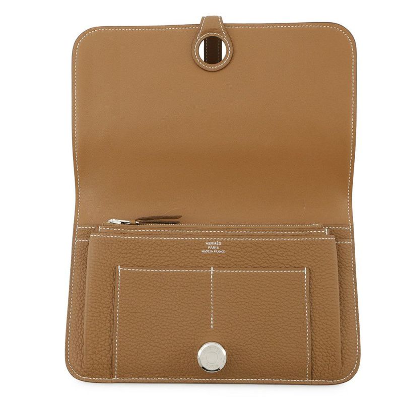 エルメス 長財布 ドゴンGM デュオ ゴールド/シルバー金具 トゴ W刻印 HERMES 財布