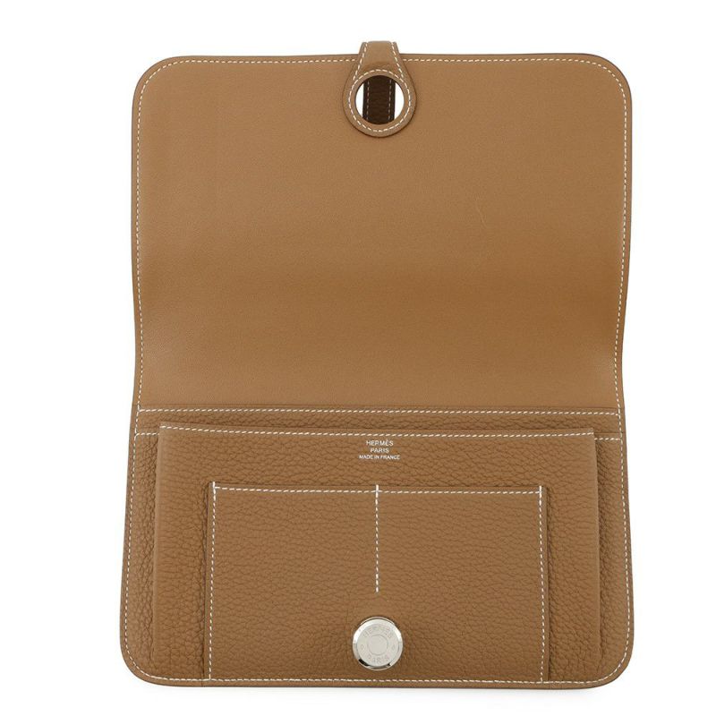 エルメス 長財布 ドゴンGM デュオ ゴールド/シルバー金具 トゴ W刻印 HERMES 財布