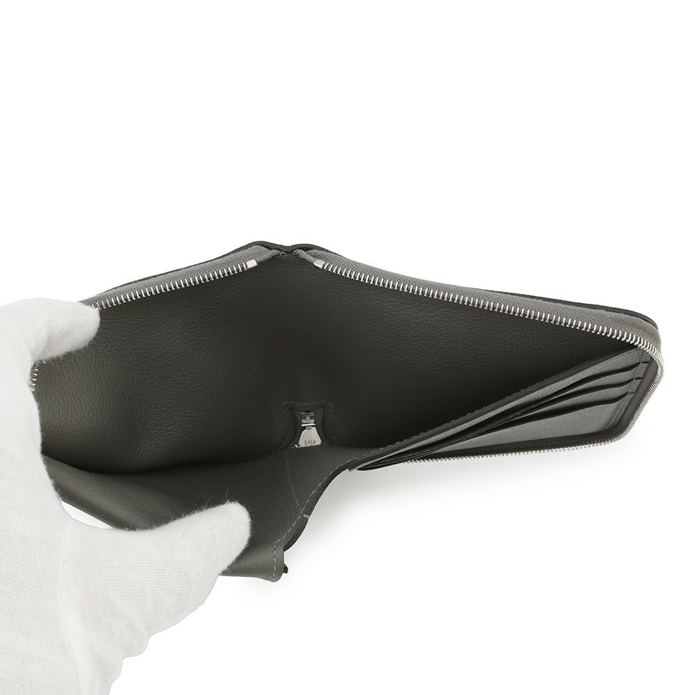 エルメス 二つ折り財布 ジップアンゴー2 シェーヌダンクル グリメイヤー/シルバー金具 エバーカラー B刻印