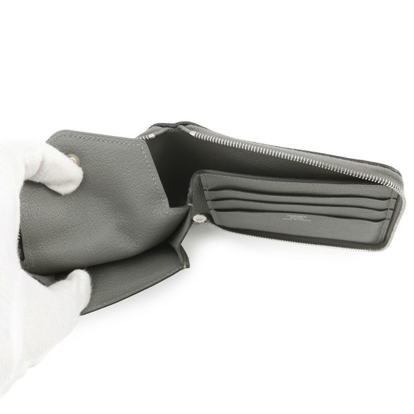 エルメス 二つ折り財布 ジップアンゴー2 シェーヌダンクル グリメイヤー/シルバー金具 エバーカラー B刻印