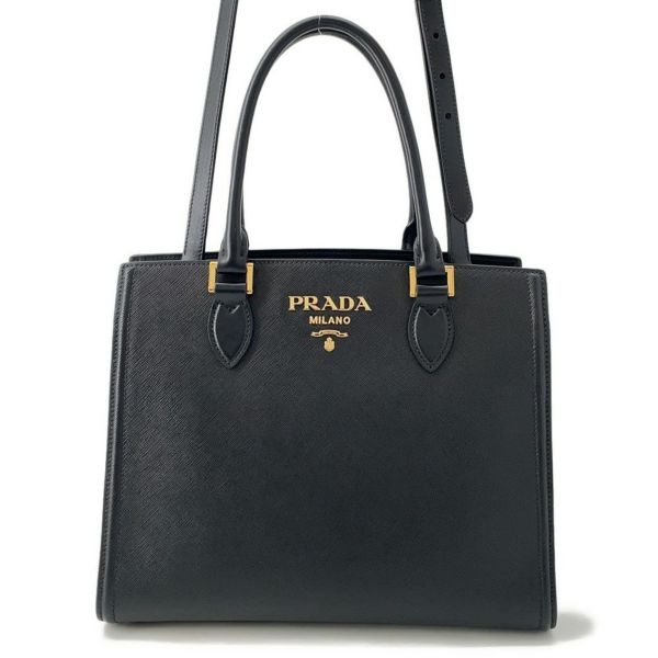 プラダ トートバッグ サフィアーノレザー 1BA227 PRADA 2way 黒