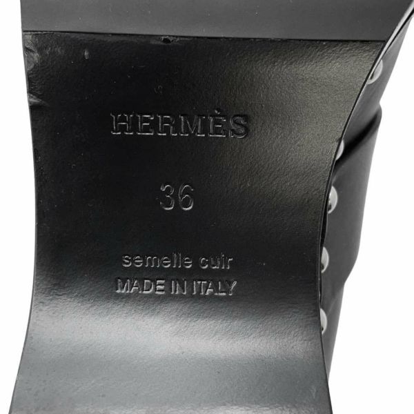 エルメス サンダル カリヤ Calya サボ レザー ヴォーリス スタッズ レディースサイズ36 HERMES 靴 黒