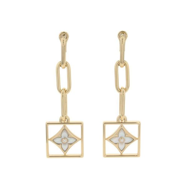 ルイヴィトン ピアス ブックル ドレイユ B ブロッサム ダイヤモンド/マザーオブパール K18YGイエローゴールド Q96790 LOUIS VUITTON