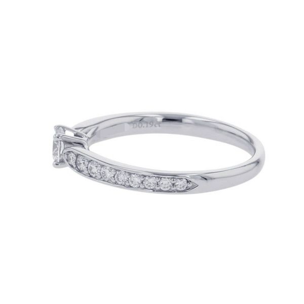 ティファニー リング ハーモニー ラウンド ブリリアント エンゲージメント ダイヤ 中石0.19ct Pt950プラチナ サイズ約9号 鑑定書付き 指輪