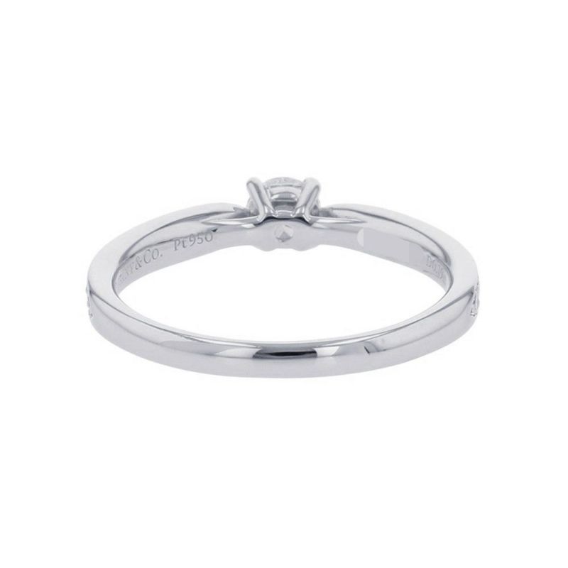 ティファニー リング ハーモニー ラウンド ブリリアント エンゲージメント ダイヤ 中石0.19ct Pt950プラチナ サイズ約9号 鑑定書付き 指輪