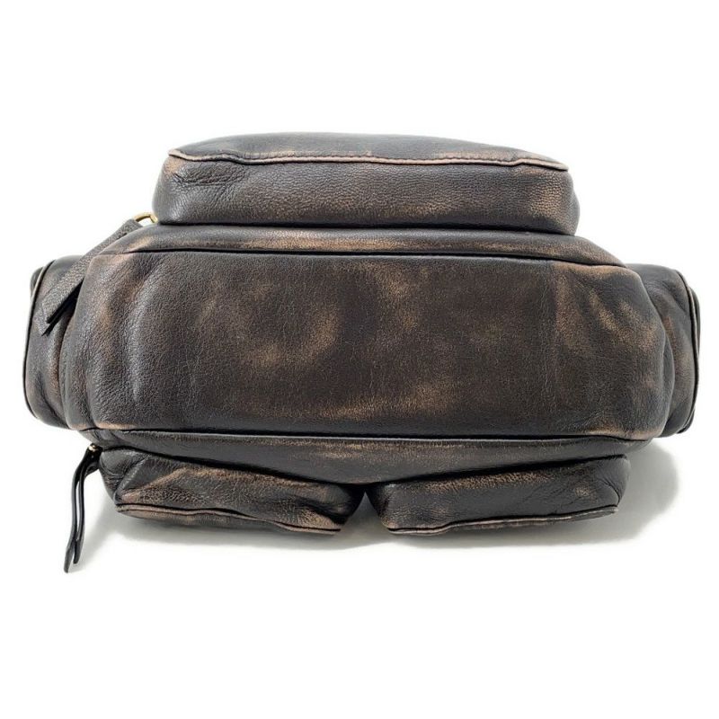 ミュウミュウ ハンドバッグ ポケット ヴィンテージ加工ナッパレザー 5BC188 MIUMIU