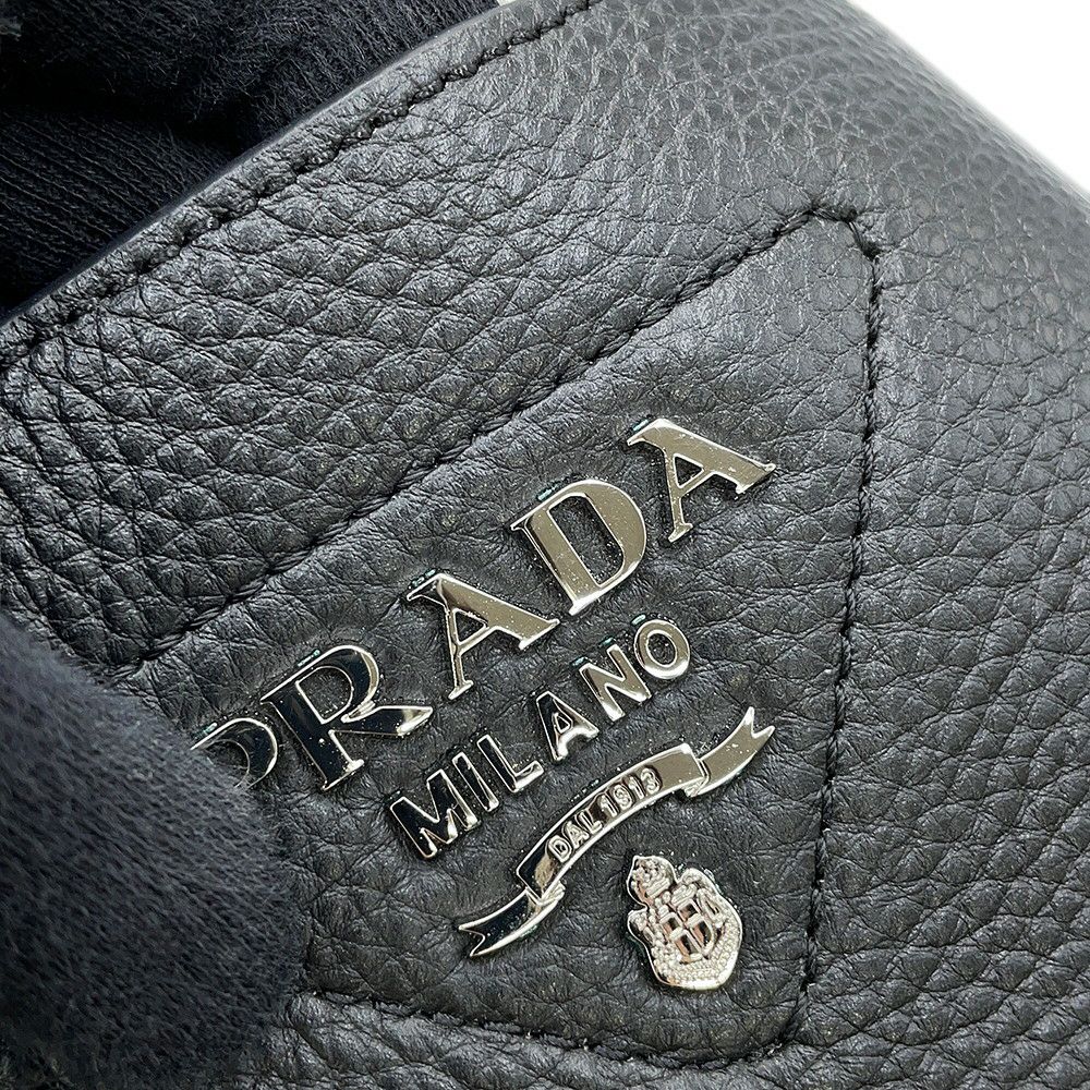 プラダ ハンドバッグ ロゴ ミニバッグ レザー 1BA349 PRADA 黒