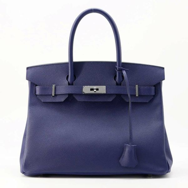 エルメス バーキン30 ブルーアンクル/シルバー金具 エプソン D刻印 HERMES Birkin ハンドバッグ