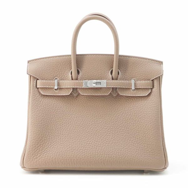 エルメス バーキン25 エトゥープ/シルバー金具 トゴ W刻印 HERMES Birkin ハンドバッグ