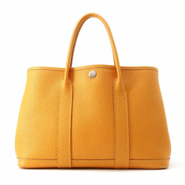 エルメス トートバッグ ガーデンパーティTPM ムタード/シルバー金具 カントリー X刻印 HERMES バッグ