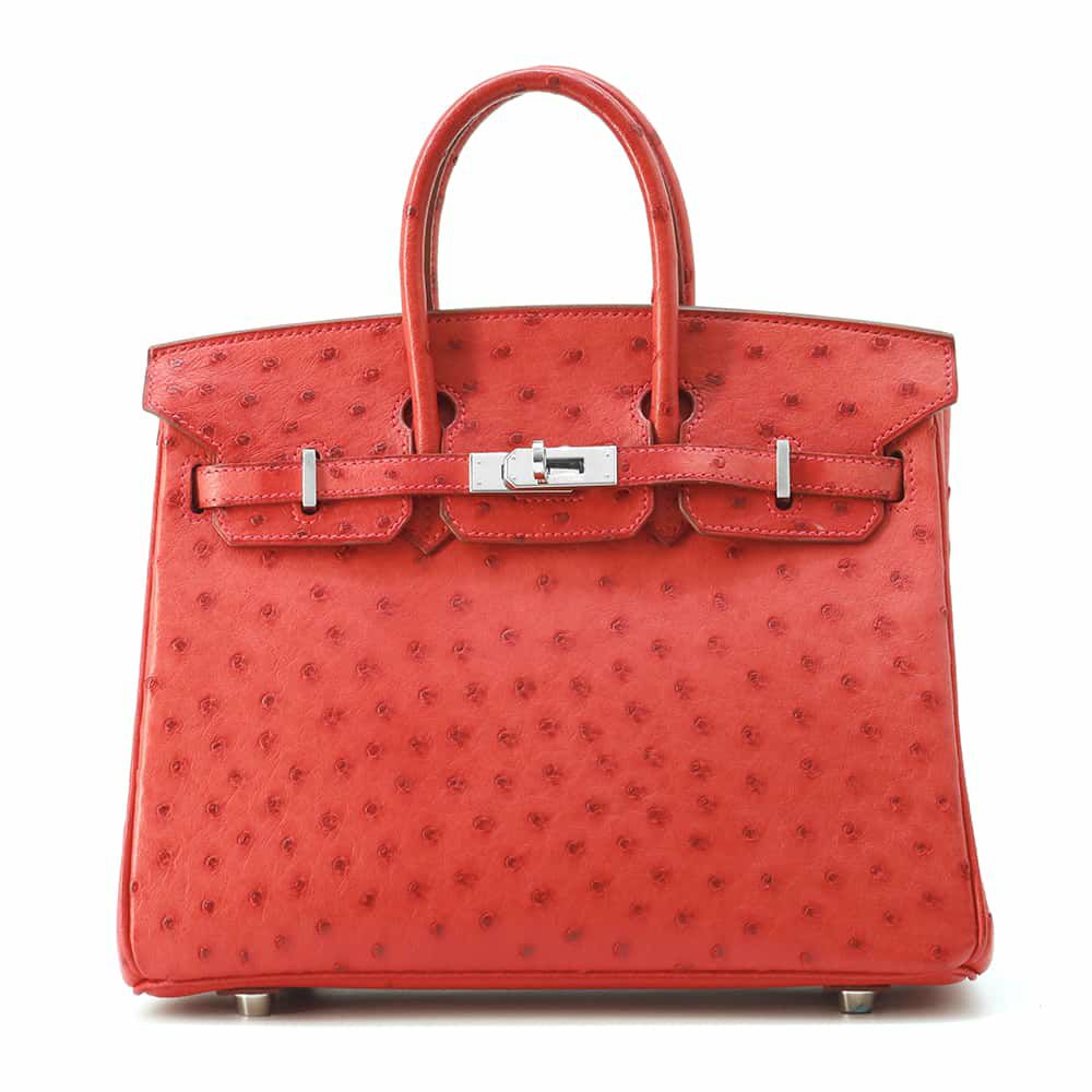 エルメス バーキン25 ブーゲンビリア/シルバー金具 オーストリッチ □K刻印 HERMES Birkin ハンドバッグ