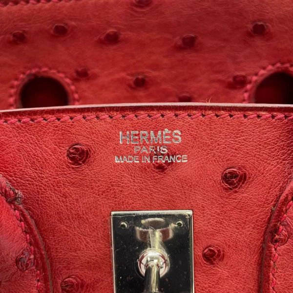 エルメス バーキン25 ブーゲンビリア/シルバー金具 オーストリッチ □K刻印 HERMES Birkin ハンドバッグ