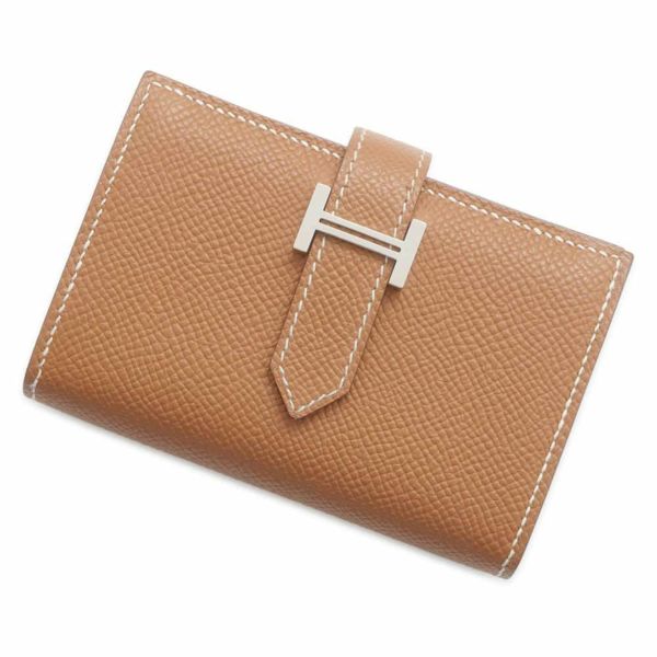 エルメス カードケース ベアン ミニ ゴールド/シルバー金具 エプソン B刻印 HERMES 財布