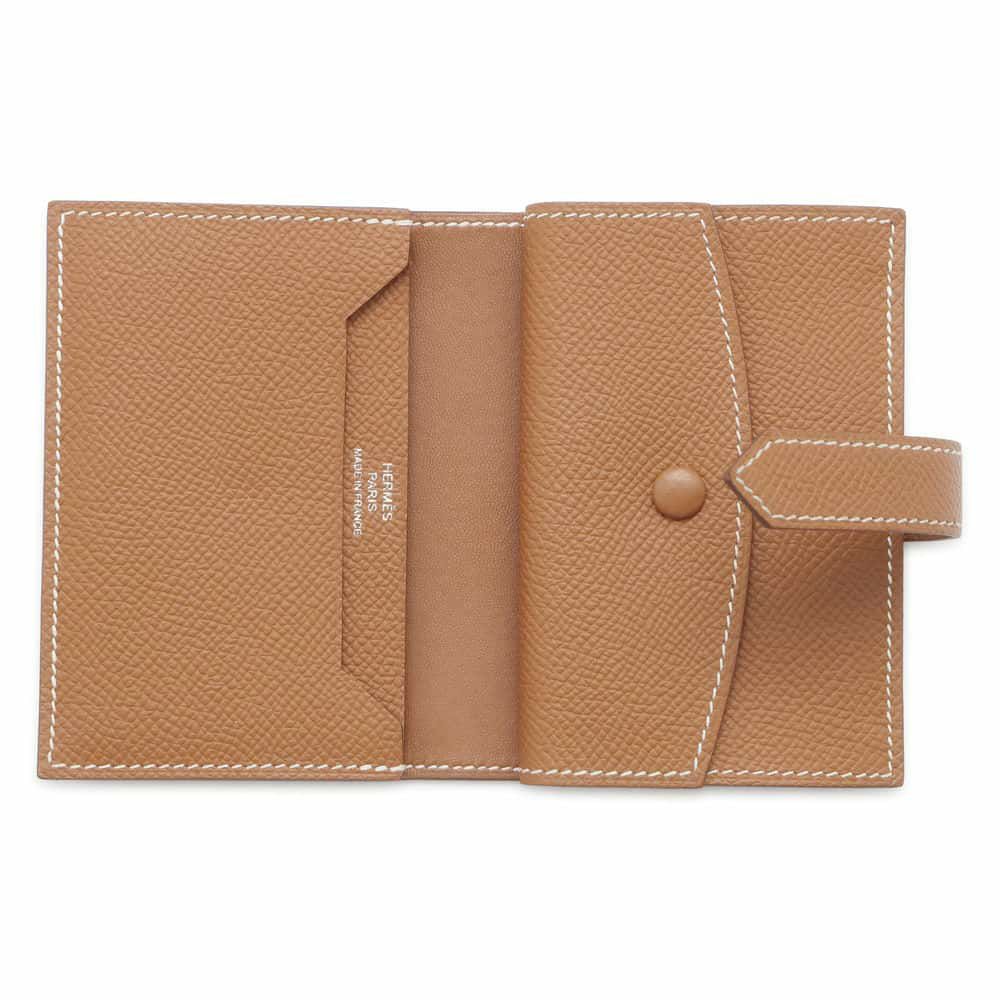 エルメス カードケース ベアン ミニ ゴールド/シルバー金具 エプソン B刻印 HERMES 財布