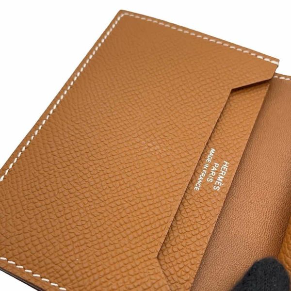 エルメス カードケース ベアン ミニ ゴールド/シルバー金具 エプソン B刻印 HERMES 財布