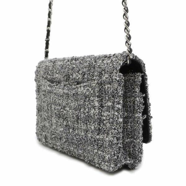 シャネル チェーンウォレット クラシック マトラッセ ココマーク ツイード AP0250 CHANEL 財布  黒 白