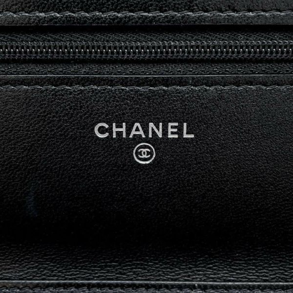 シャネル チェーンウォレット クラシック マトラッセ ココマーク ツイード AP0250 CHANEL 財布  黒 白