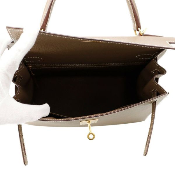 エルメス ハンドバッグ ケリー28 外縫い エトゥープ/ゴールド金具 エプソン Y刻印 2wayショルダー