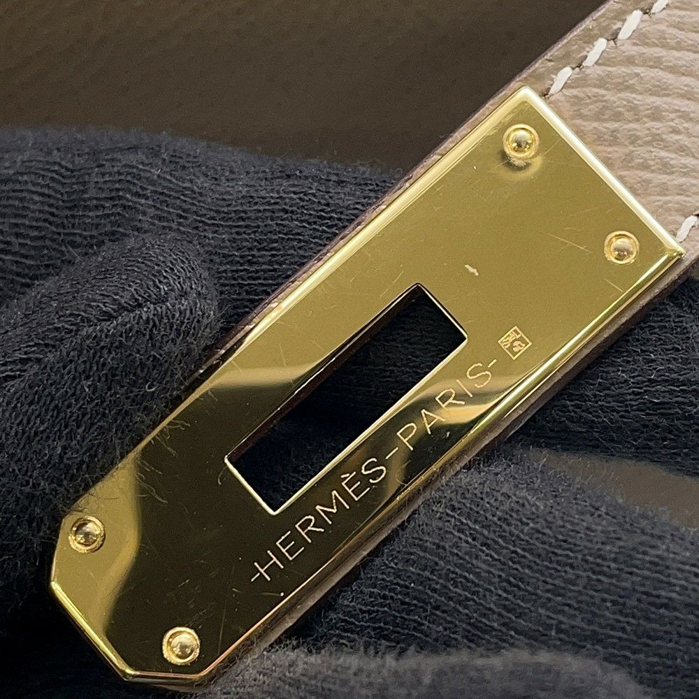 エルメス ハンドバッグ ケリー28 外縫い エトゥープ/ゴールド金具 エプソン Y刻印 2wayショルダー