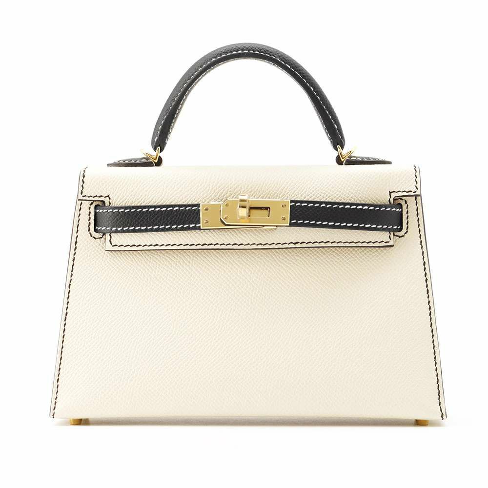 エルメス ミニケリードゥ 外縫い クレ/ブラック/ゴールド金具 エプソン W刻印 HERMES 2wayショルダー SPO