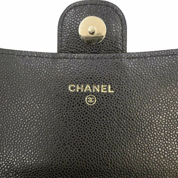 シャネル チェーンウォレット ココマーク マトラッセ フォンケース キャビアスキン AP3876 CHANEL 黒