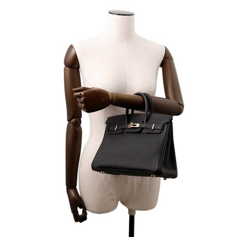 エルメス バーキン25 ブラック/シャンパンゴールド金具 トゴ K刻印 HERMES Birkin ハンドバッグ 黒