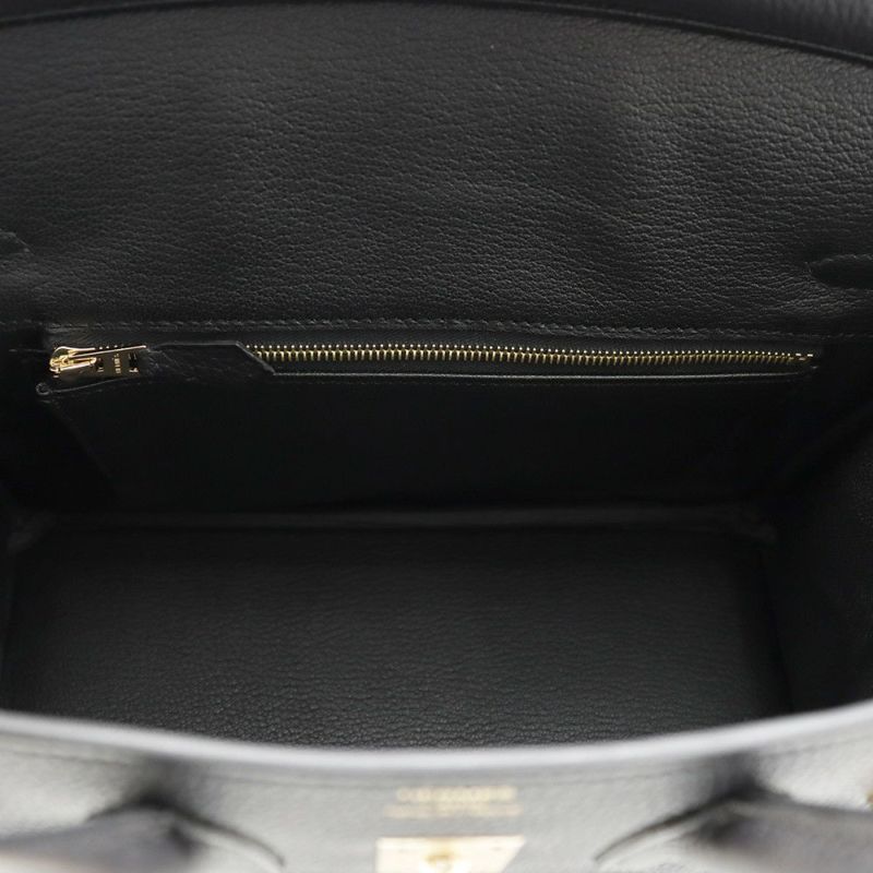 エルメス バーキン25 ブラック/シャンパンゴールド金具 トゴ K刻印 HERMES Birkin ハンドバッグ 黒