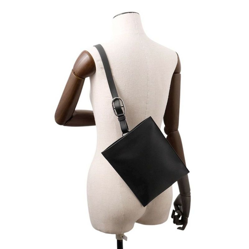 エルメス ボディバッグ ポルトフォイユ・ポッシャンプリュス ブラック/シルバー金具 スイフト W刻印 黒