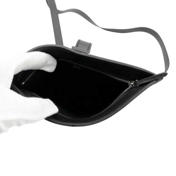 エルメス ボディバッグ ポルトフォイユ・ポッシャンプリュス ブラック/シルバー金具 スイフト W刻印 黒