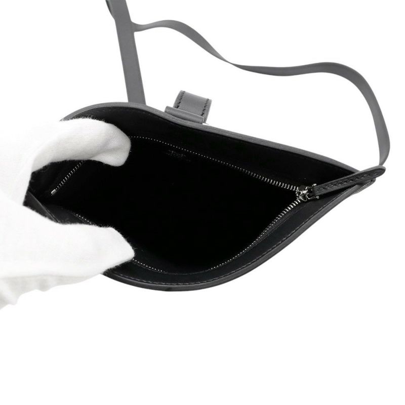 エルメス ボディバッグ ポルトフォイユ・ポッシャンプリュス ブラック/シルバー金具 スイフト W刻印 黒