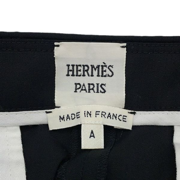 エルメス パンツ ダブルボタン ワイド ショートパンツ ウール レディース44 HERMES ボトムス 黒