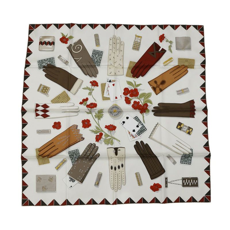 エルメス スカーフ カレ90 L'Heure des Gants 手袋の時計 HERMES