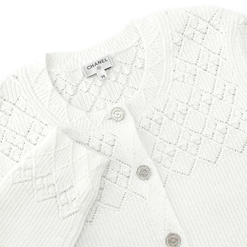 シャネル カーディガン ココマーク コットン レディースサイズ38 P79194 CHANEL 白