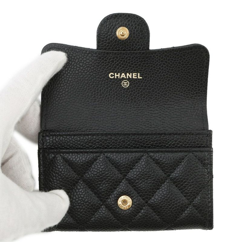 シャネル カードケース マトラッセ クラシックカードケース ココマーク キャビアスキン AP0214 CHANEL 名刺入れ 黒