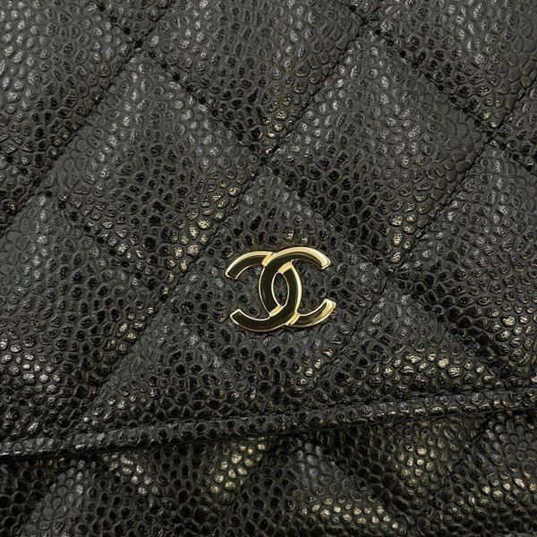 シャネル チェーンウォレット クラシック マトラッセ ココマーク キャビアスキン AP0250 CHANEL 財布 黒