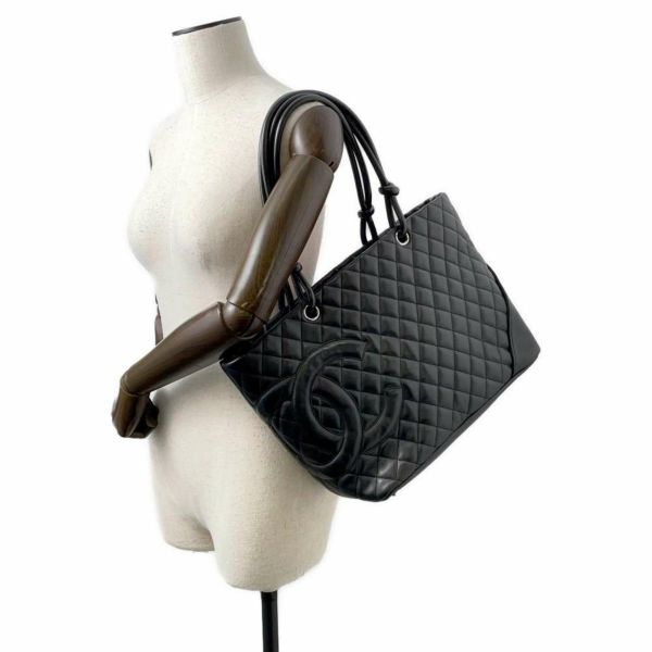 シャネル トートバッグ カンボンライン ラージトート ココマーク レザー A25169 CHANEL バッグ ショルダーバッグ 黒