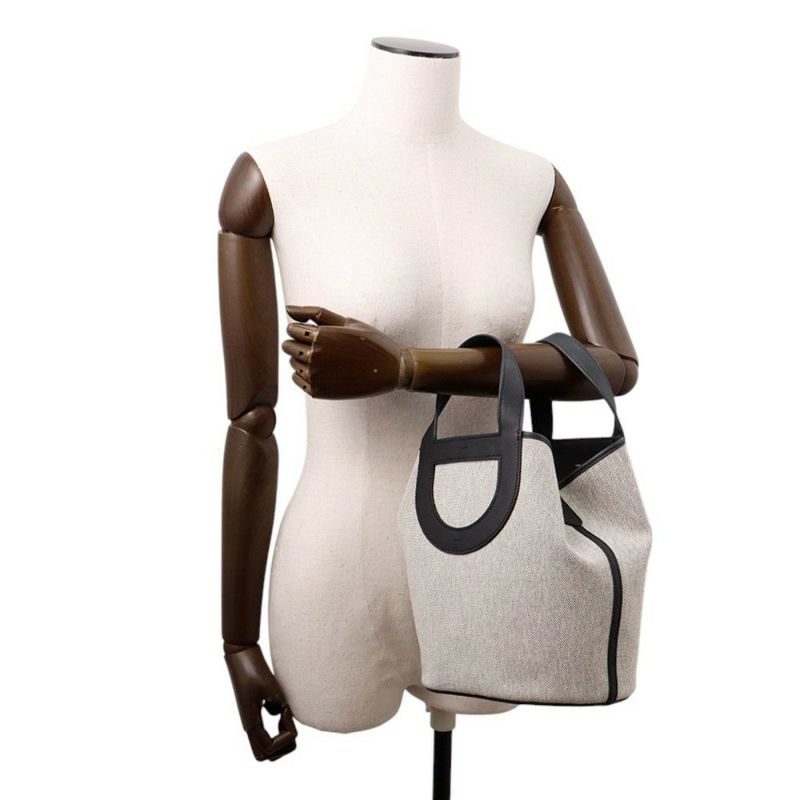 エルメス トートバッグ インザループ 23 エクリュ/ブラック/シルバー金具 トワルアッシュ/スイフト K刻印 黒