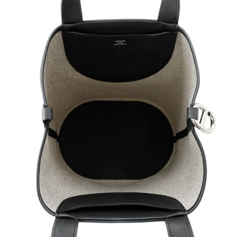 エルメス トートバッグ インザループ 23 エクリュ/ブラック/シルバー金具 トワルアッシュ/スイフト K刻印 黒