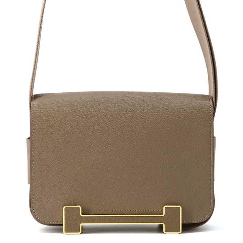 エルメス ショルダーバッグ ゲタ エトゥープ/ゴールド金具 シェブルミゾル B刻印 HERMES バッグ