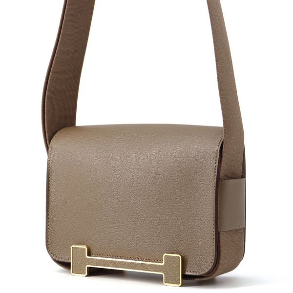 エルメス ショルダーバッグ ゲタ エトゥープ/ゴールド金具 シェブルミゾル B刻印 HERMES バッグ