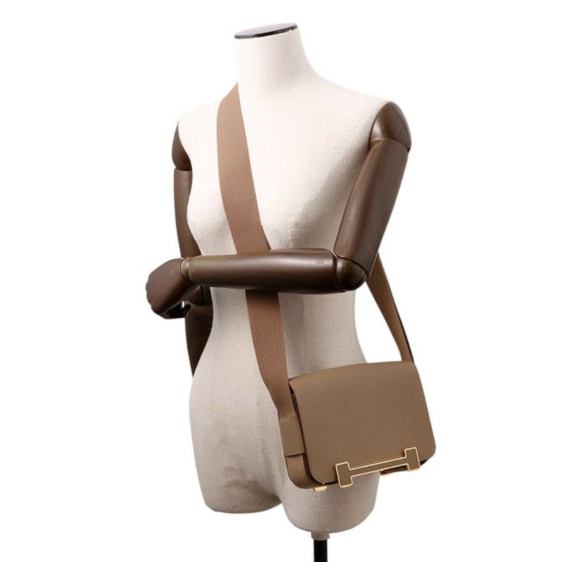 エルメス ショルダーバッグ ゲタ エトゥープ/ゴールド金具 シェブルミゾル B刻印 HERMES バッグ