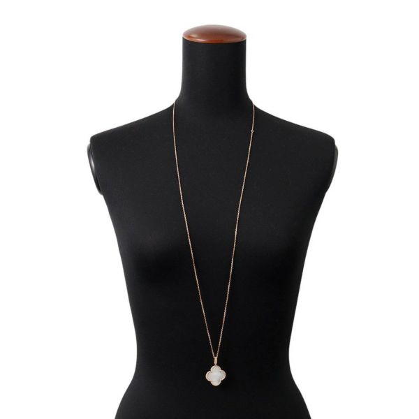 ヴァンクリ ネックレス マジック アルハンブラ ロングネックレス 1モチーフ マザーオブパール K18YGイエローゴールド VCARO49L00