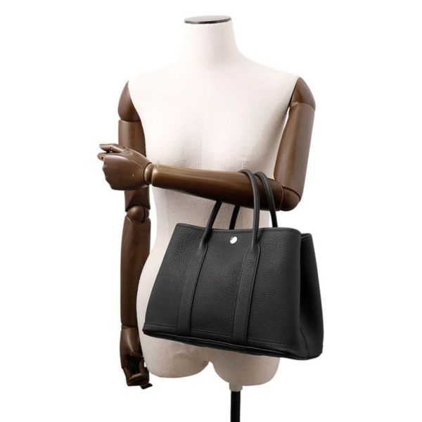 エルメス トートバッグ ガーデンパーティTPM ブラック/シルバー金具 ネゴンダ K刻印 黒