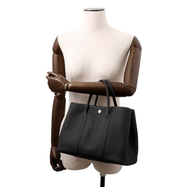 エルメス トートバッグ ガーデンパーティTPM ブラック/シルバー金具 ネゴンダ K刻印 黒