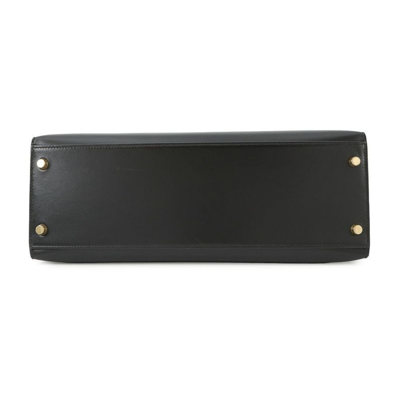 エルメス ハンドバッグ ケリー32 外縫い ブラック/ゴールド金具 ボックスカーフ □C刻印 2wayショルダー 黒