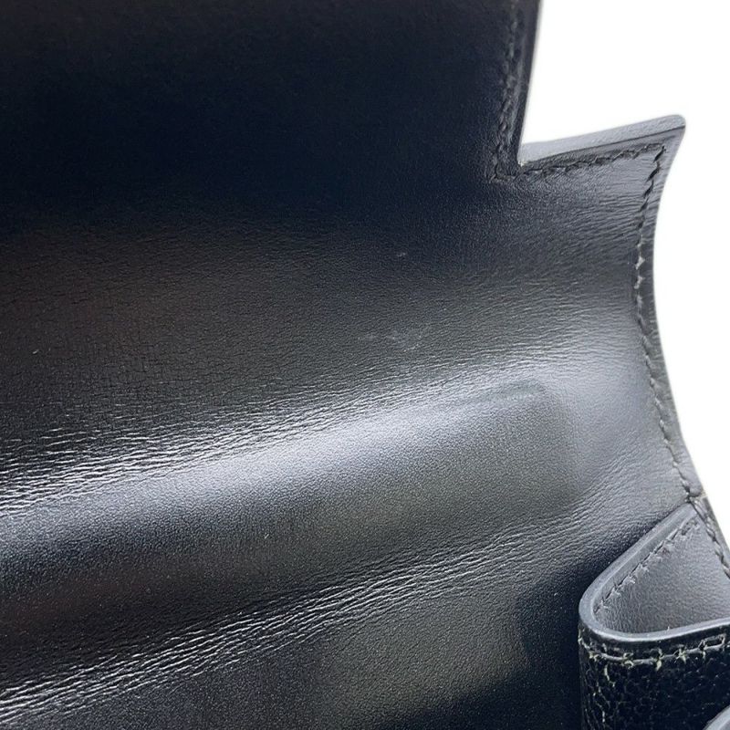 エルメス ハンドバッグ ケリー32 外縫い ブラック/ゴールド金具 ボックスカーフ □C刻印 2wayショルダー 黒