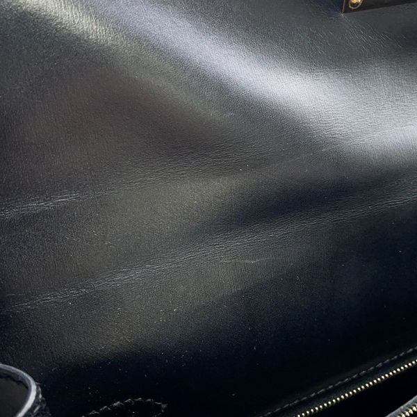 エルメス ハンドバッグ ケリー32 外縫い ブラック/ゴールド金具 ボックスカーフ □C刻印 2wayショルダー 黒