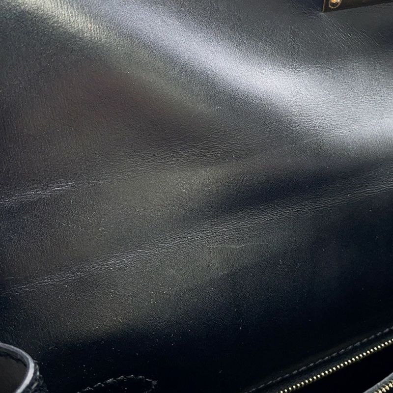 エルメス ハンドバッグ ケリー32 外縫い ブラック/ゴールド金具 ボックスカーフ □C刻印 2wayショルダー 黒