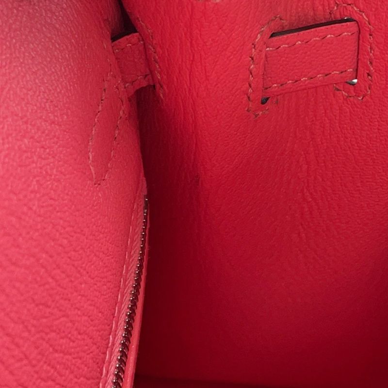 エルメス ハンドバッグ ケリー25 外縫い ローズリップスティック/シルバー金具 シェブルミゾル Y刻印 2wayショルダー