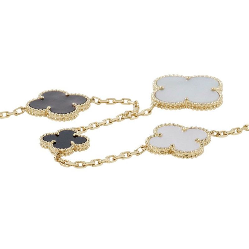 ヴァンクリーフ＆アーペル マジック アルハンブラ 5モチーフ ホワイト&グレー マザーオブパール/オニキス K18YG VCARD78700